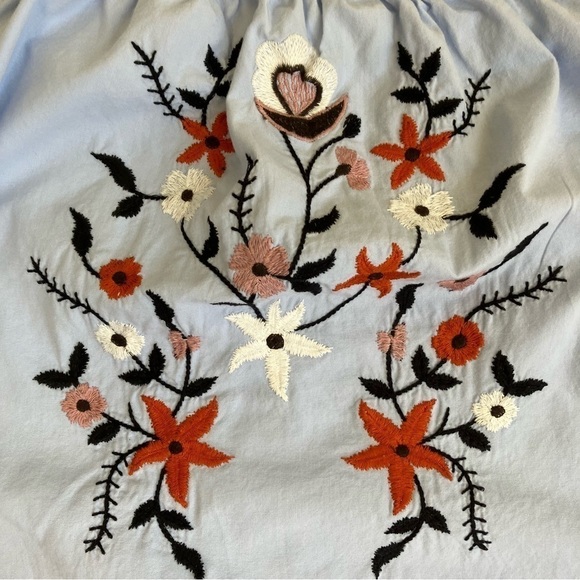 Sky and Sparrow Boho Off-the-Shoulder Floral Embroidered Mini Dress in Blue Sz S - Picture 13 of 16